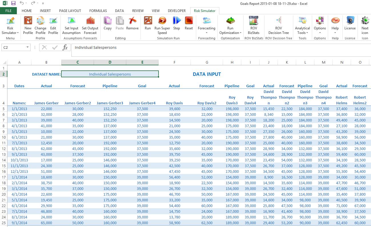 FIGURE 8 Exported spreadsheet of data generated by SPIDER.